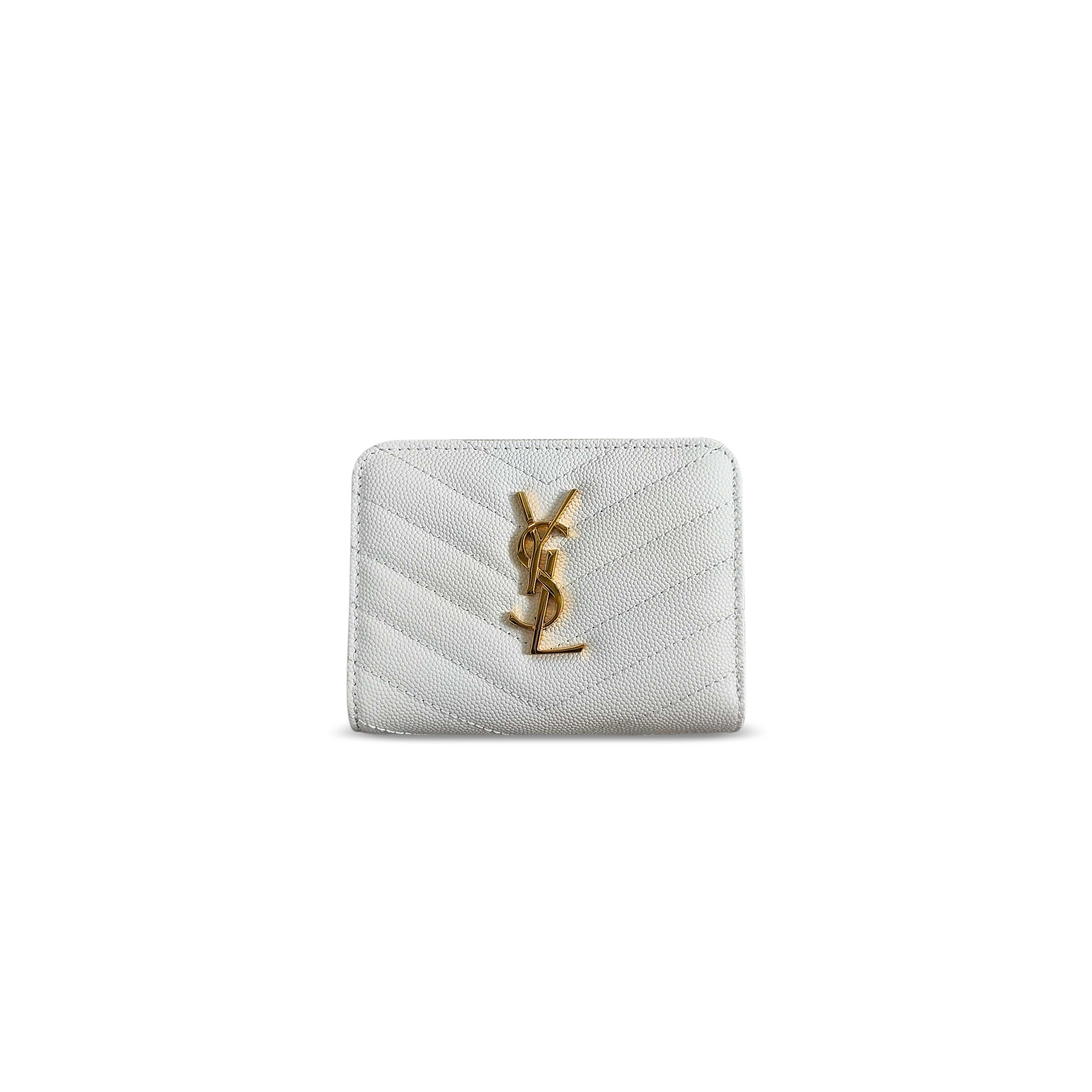 YSL CASSANDRE MATELASSÉ COMPACT ZIP AROUND WALLET IN GRAIN DE POUDRE LEATHER 403723 (12*10*3cm)